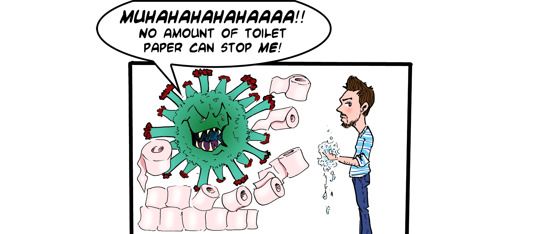 Карикатура на Собянина и коронавирус